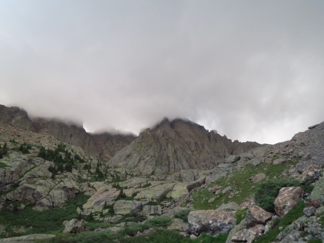 Crestone needle before it hailed on us.