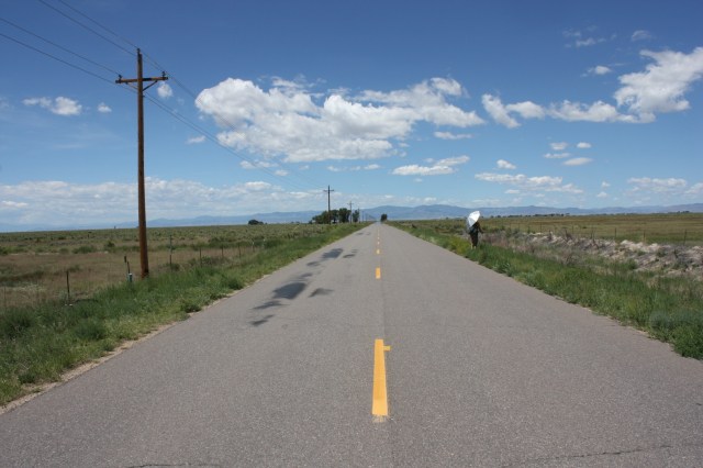 Junaid hiding from the sun on the San Luis crossing.
