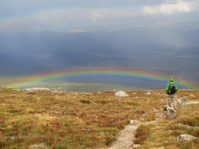 Another shot of Luke walking under the double rainbow on the down from Mt. Massive.