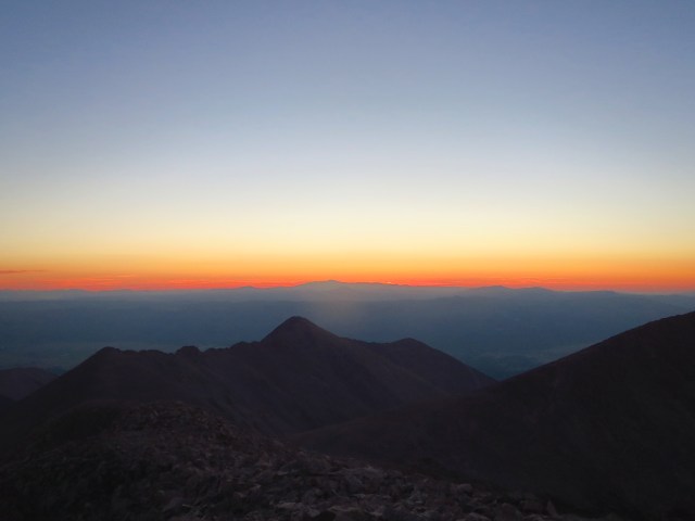 Sunrise from the summit of Tabeguache. We awoke around 2:30am to make a coffee summit sunrise.