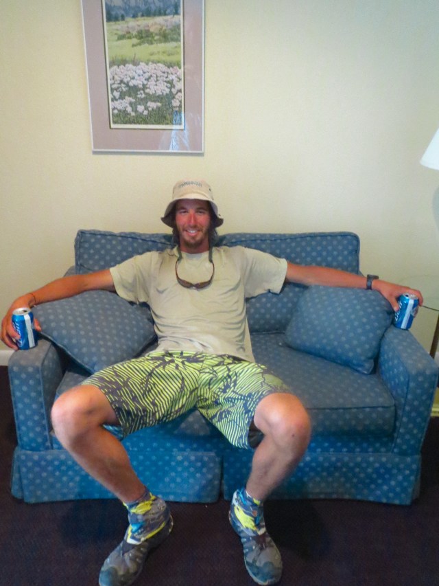 Luke enjoying the motel room that his mom got us in Salida.