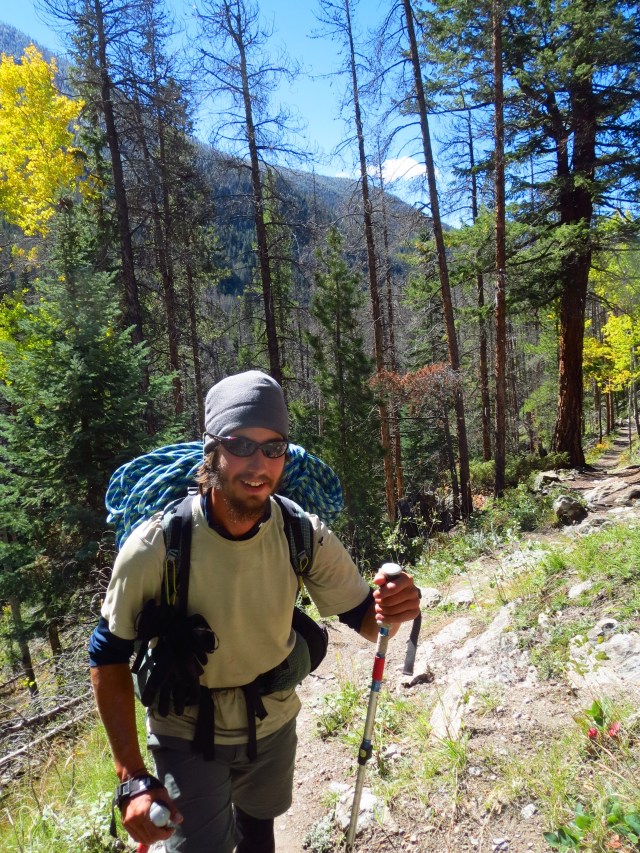 Luke on the second to last day of the trip, heading up toward Andrews Glacier.