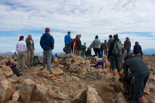 Another shot of the crowd celebrating on Mt. Elbert.