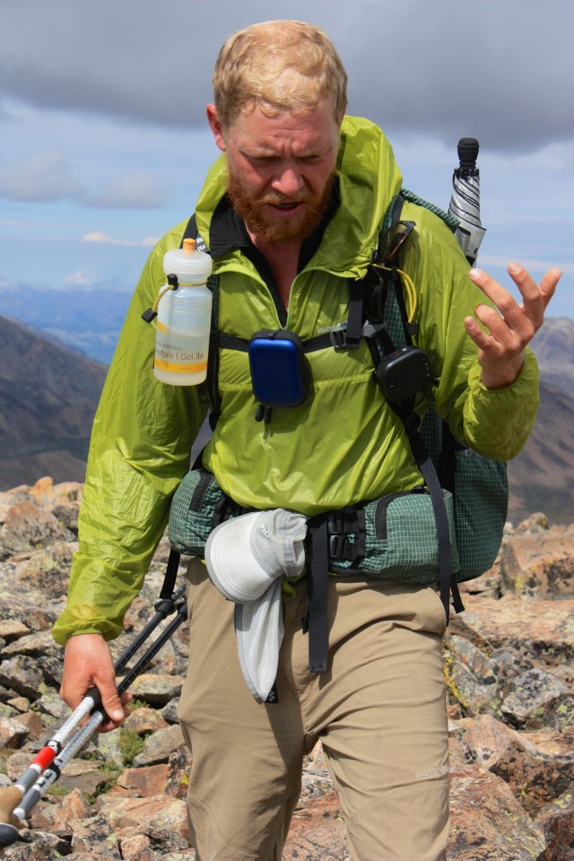 Junaid catches up with Luke on South Elbert. He is not flipping the bird.