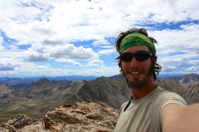 Luke on the Belford summit.