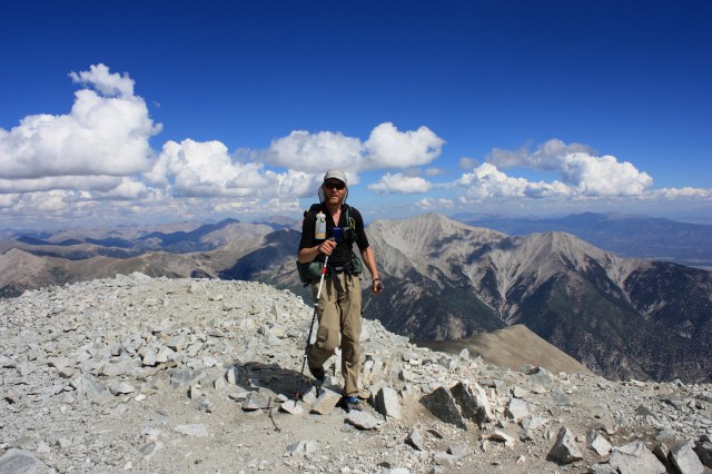 Junaid reaches the summit of Mt. Princeton.