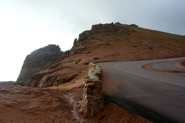 Junaid looks over a sea of clouds on the hike up Pikes Peak.
