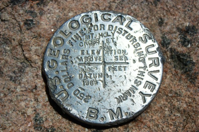 Mt. Holy Cross summit marker.