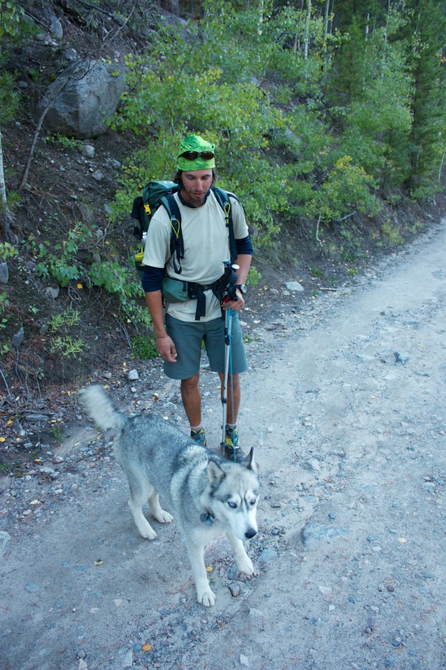 Luke found a dog while we descended the road from Mt. Holy Cross. He called the owner who came and collected the dog. Apparently having strangers find her dog after losing it in the woods on her run was a common occurrence to her.
